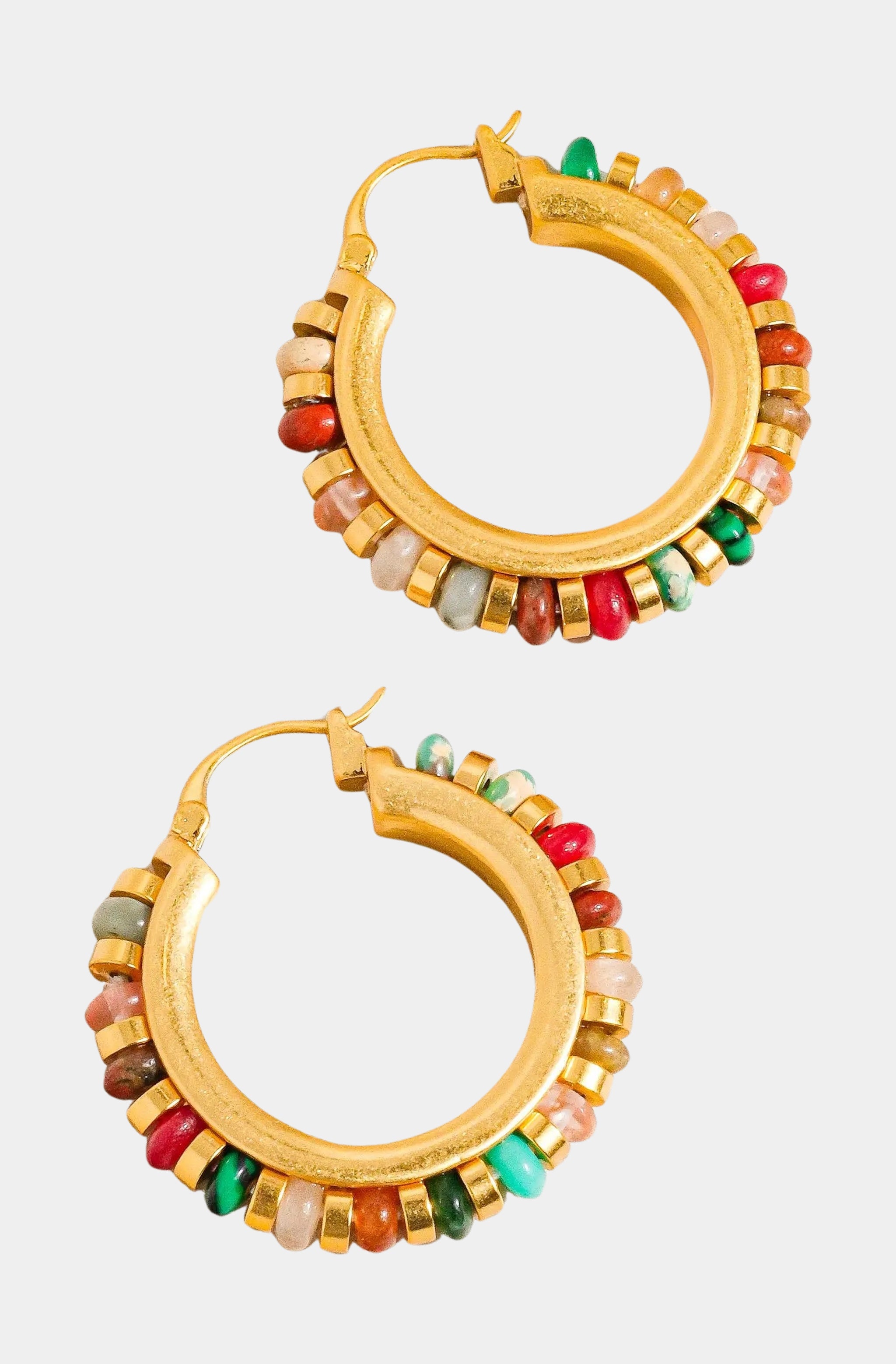 Hemline Fav Capri Color Beaded Resort Hoop Earring