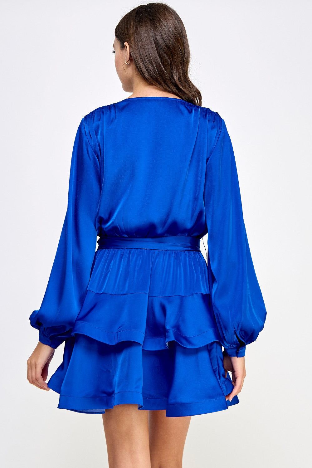 Tiered Satin Mini Dress