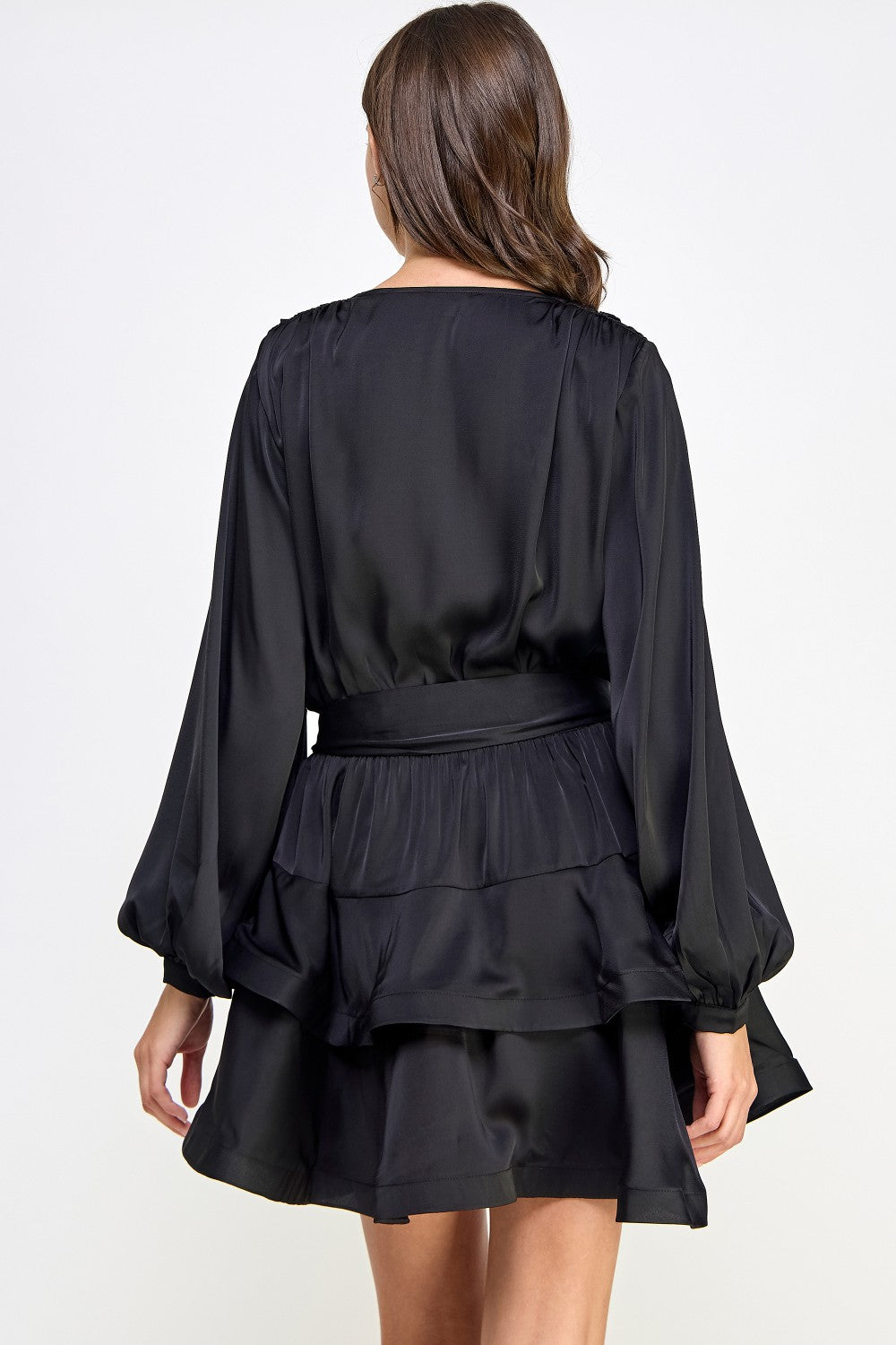 Tiered Satin Mini Dress