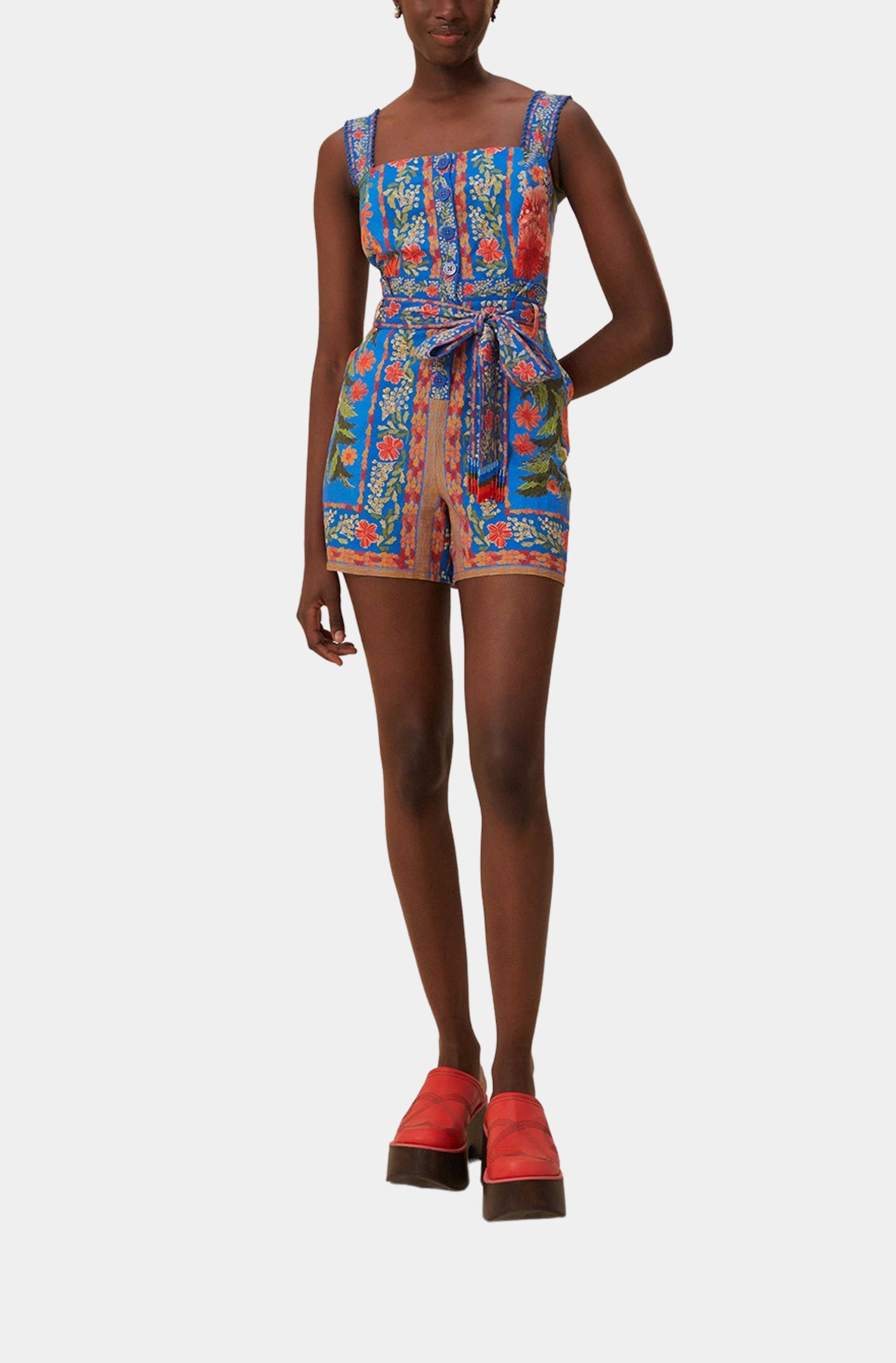 Stiched Garden Blue Romper