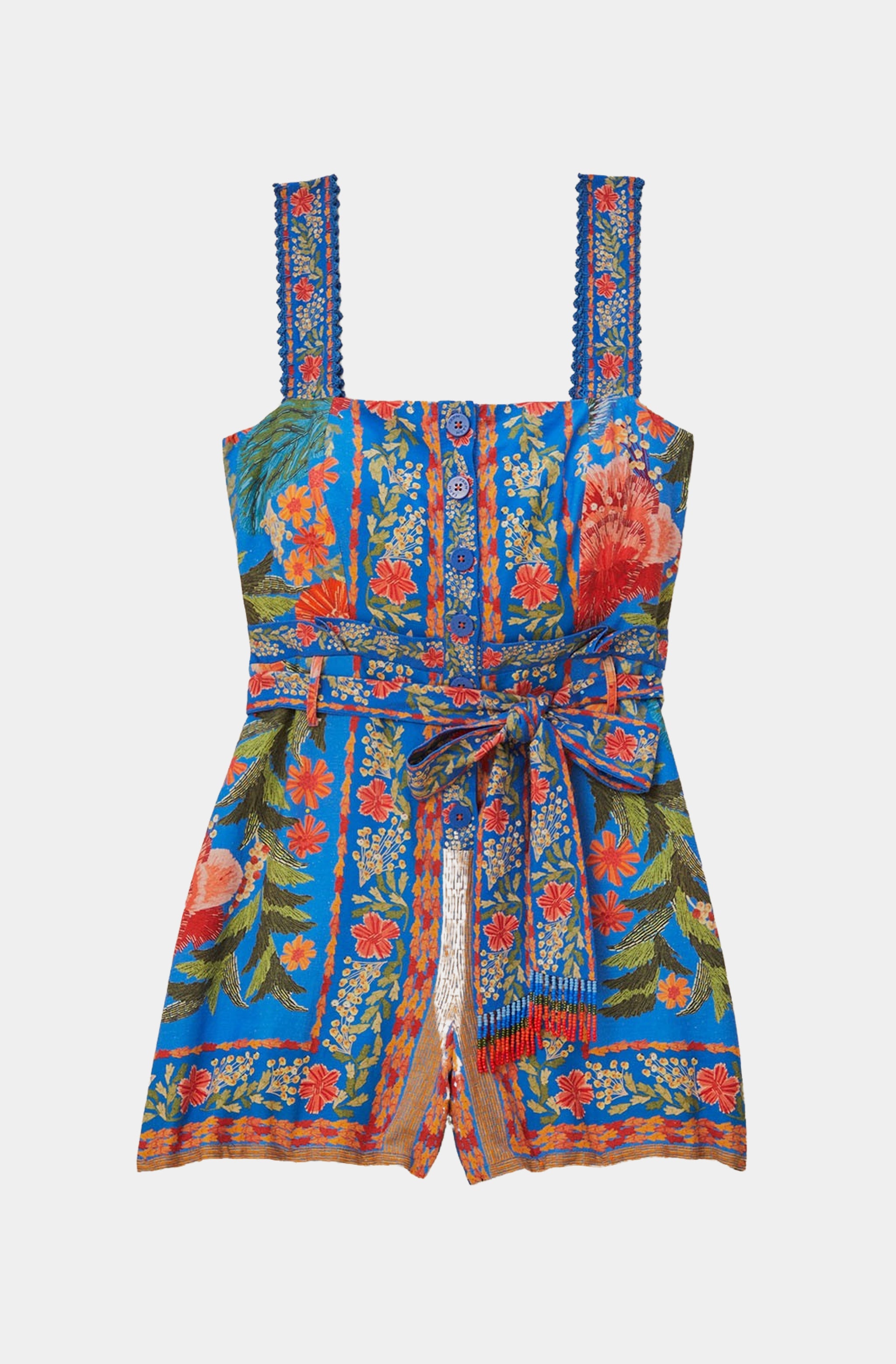 Stiched Garden Blue Romper