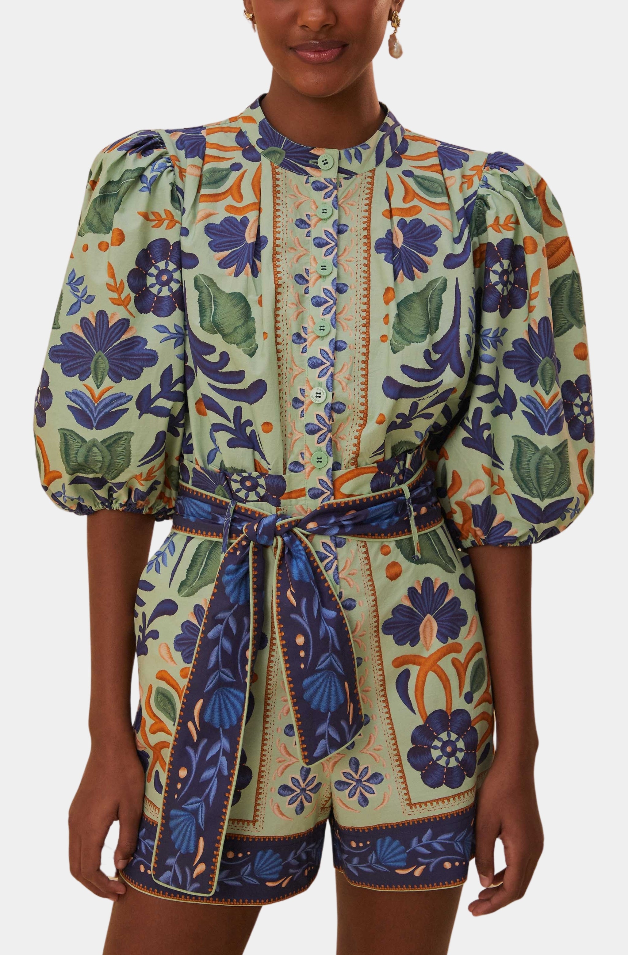 Ocean Tapestry Green Romper
