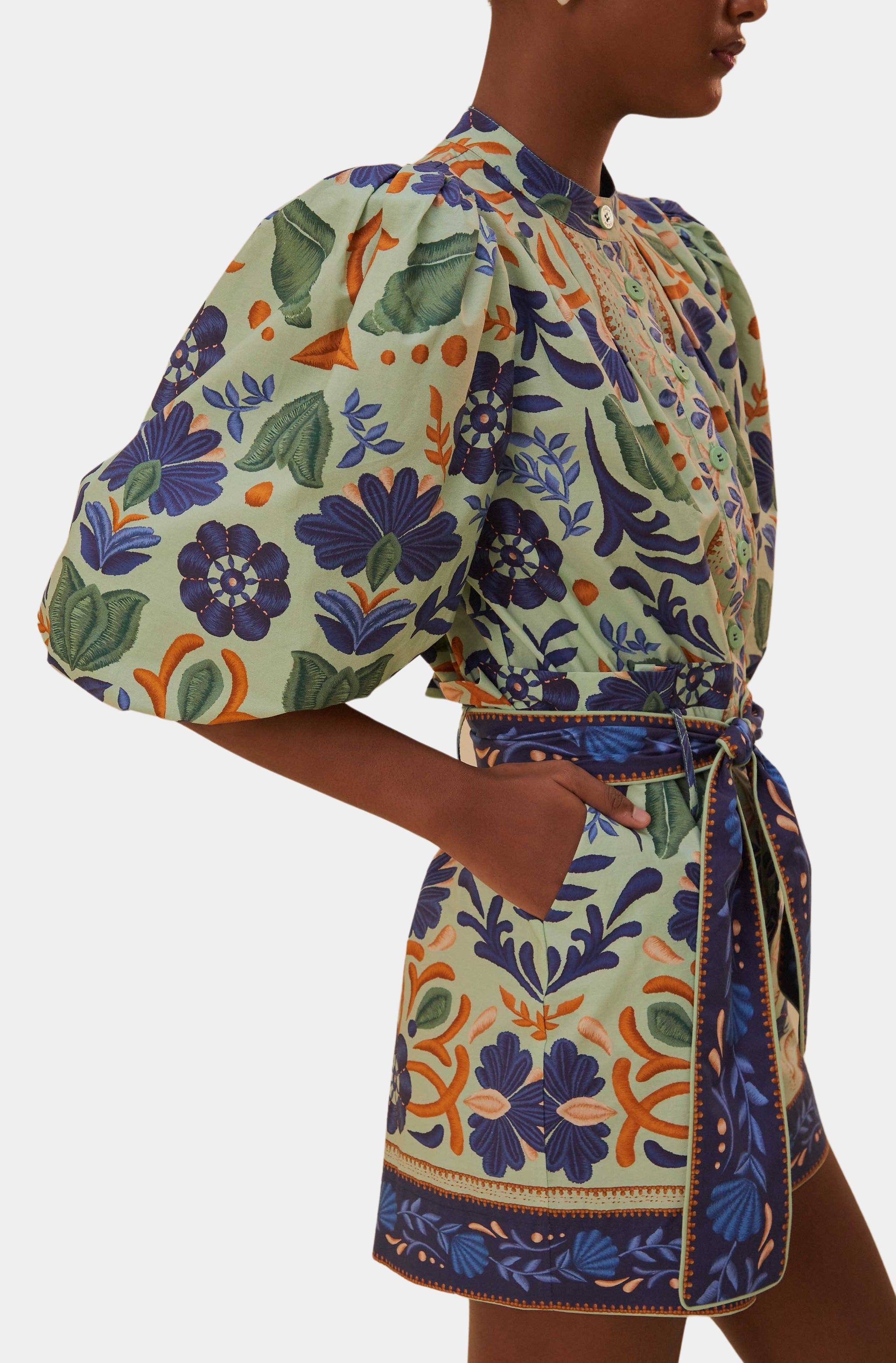 Ocean Tapestry Green Romper