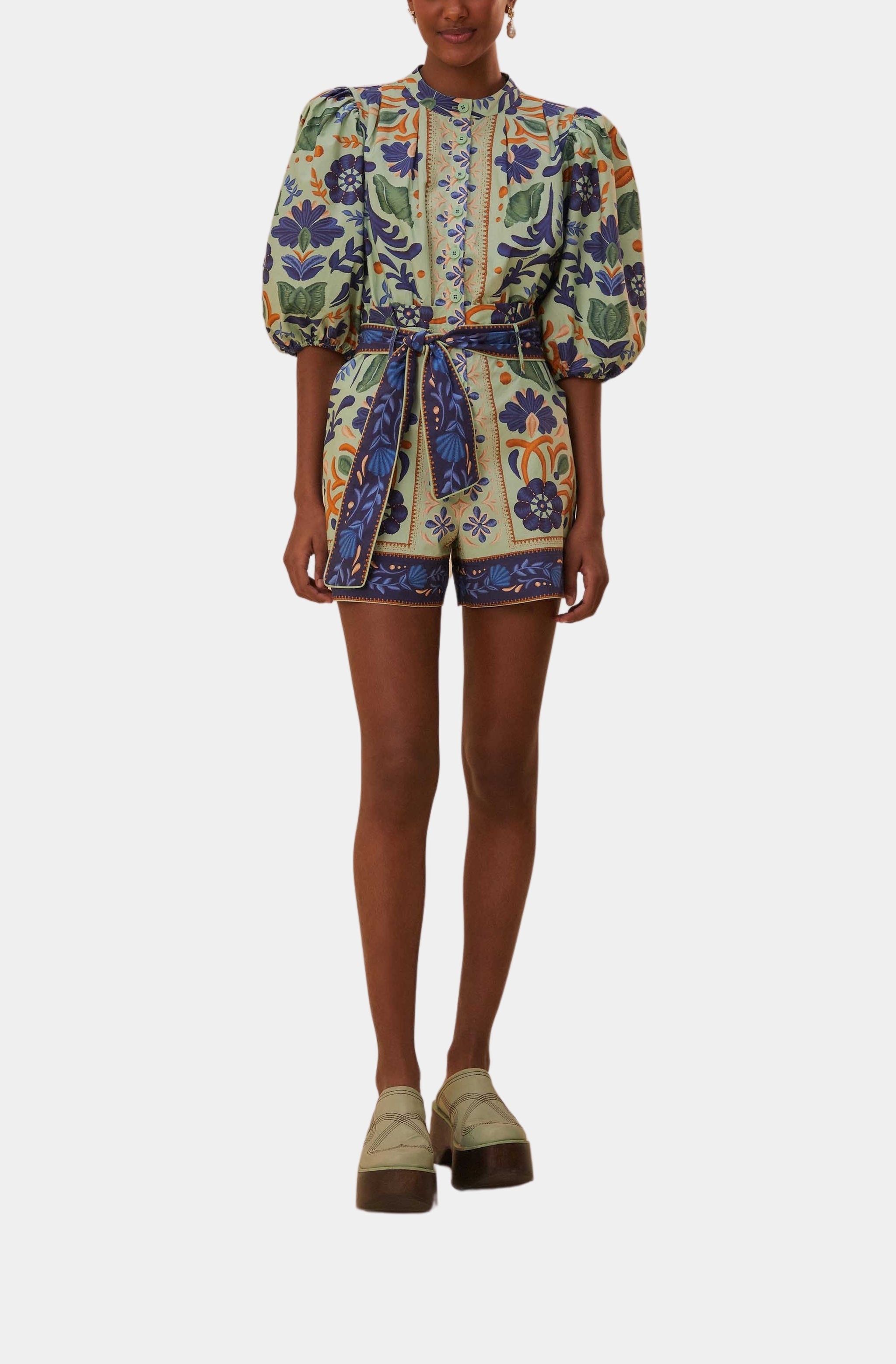 Ocean Tapestry Green Romper