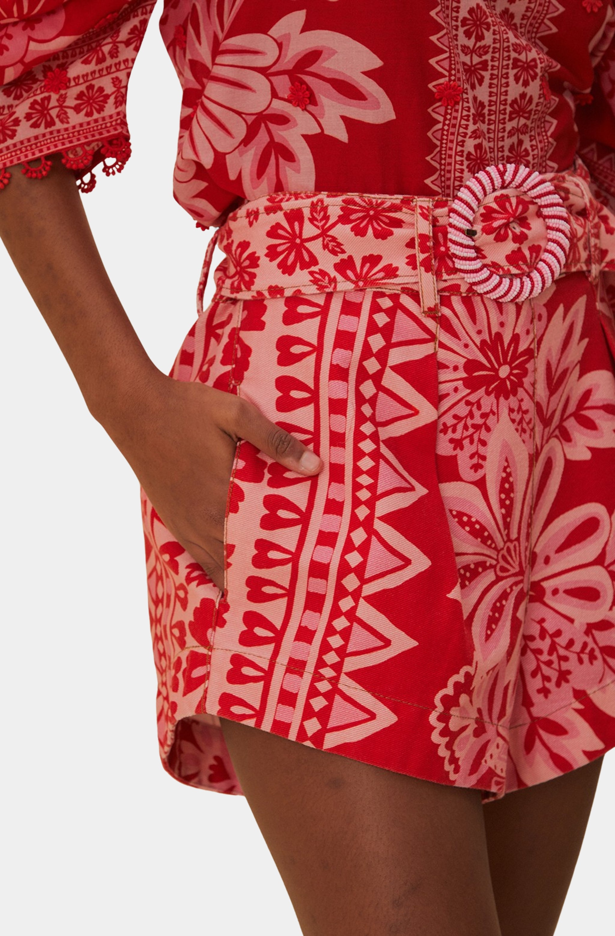 Flora Tapestry Red Shorts