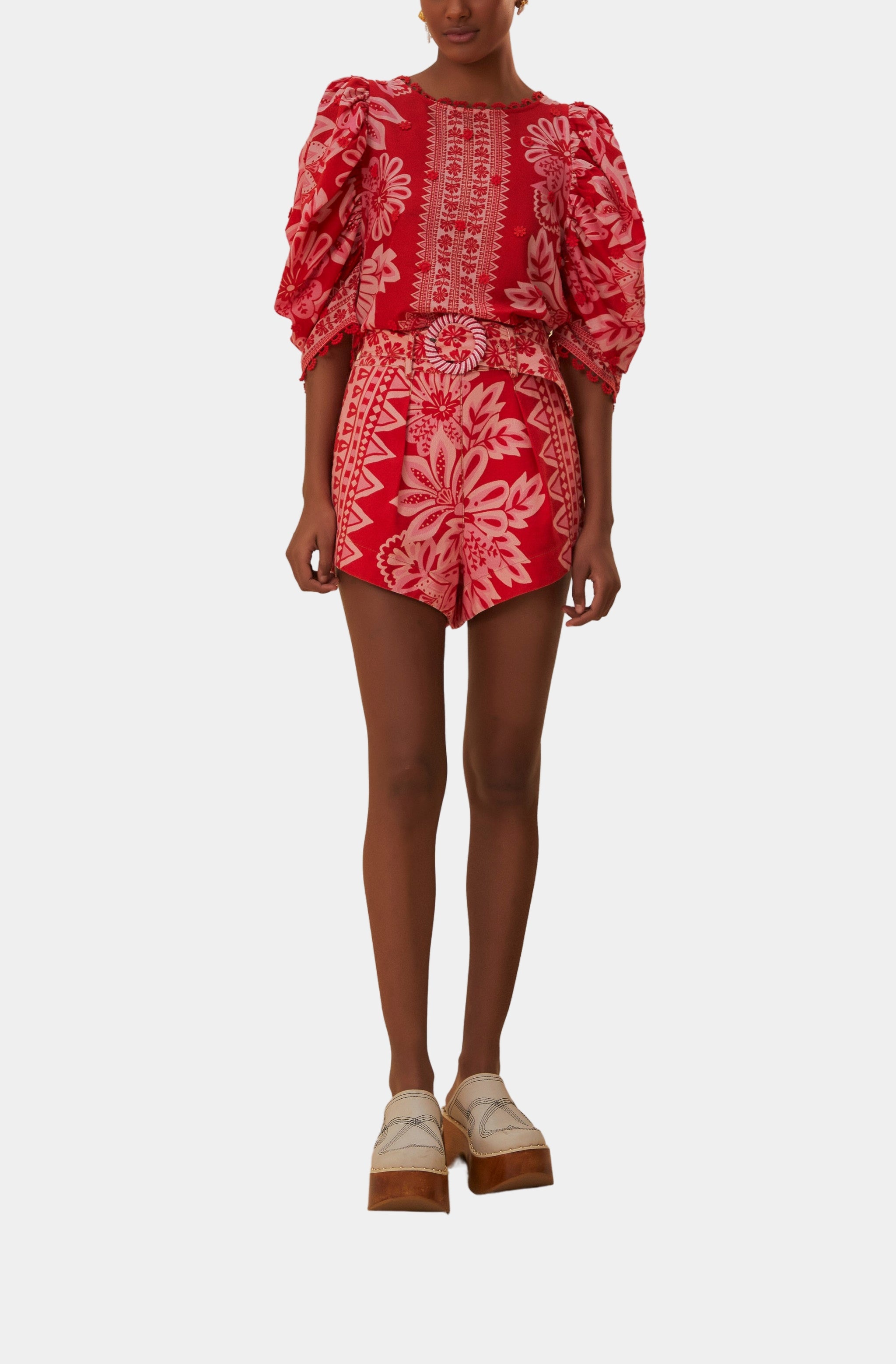 Flora Tapestry Red Shorts
