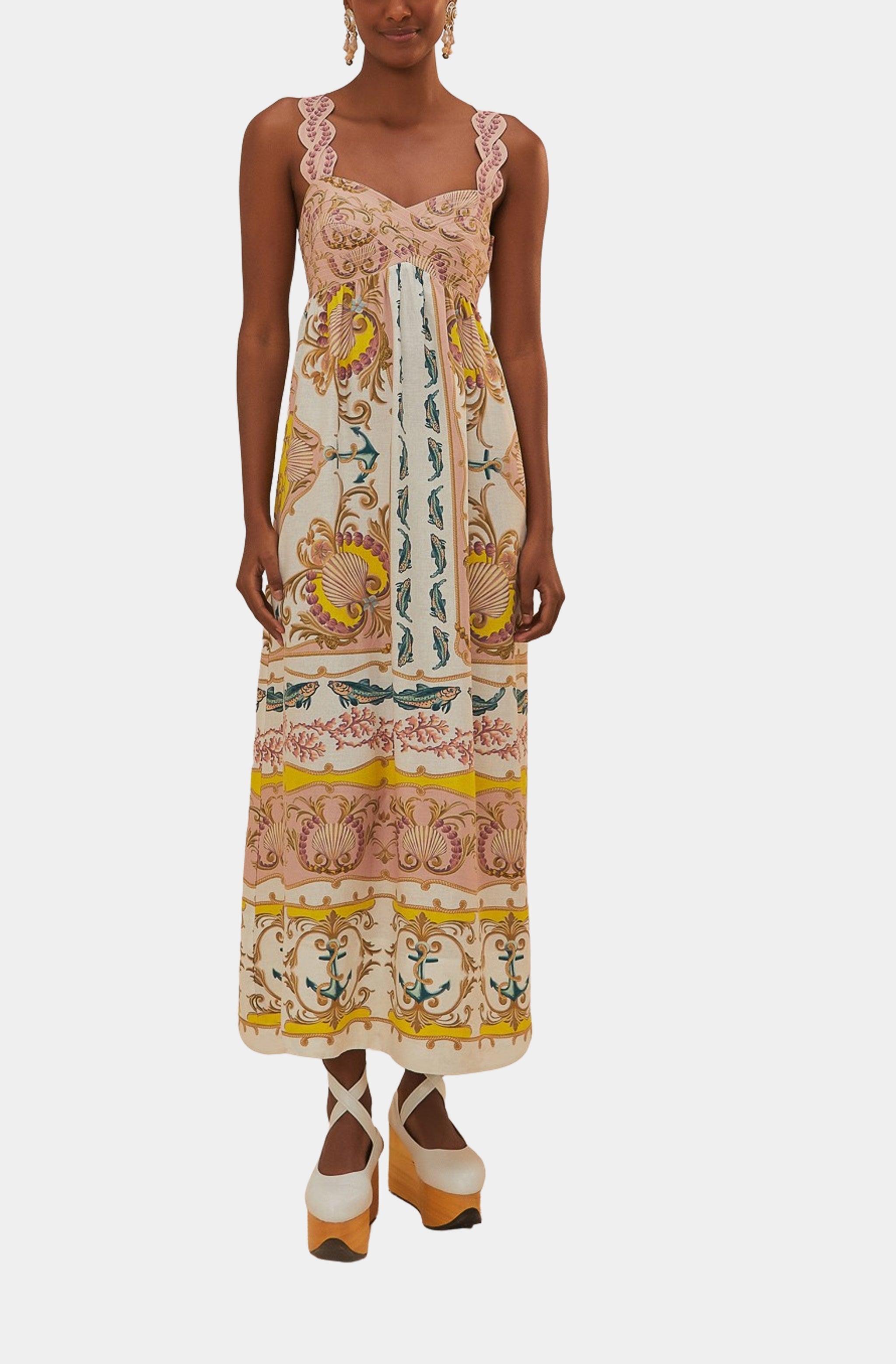 Maritime Magic Off-White Sleeveless Maxi Dress