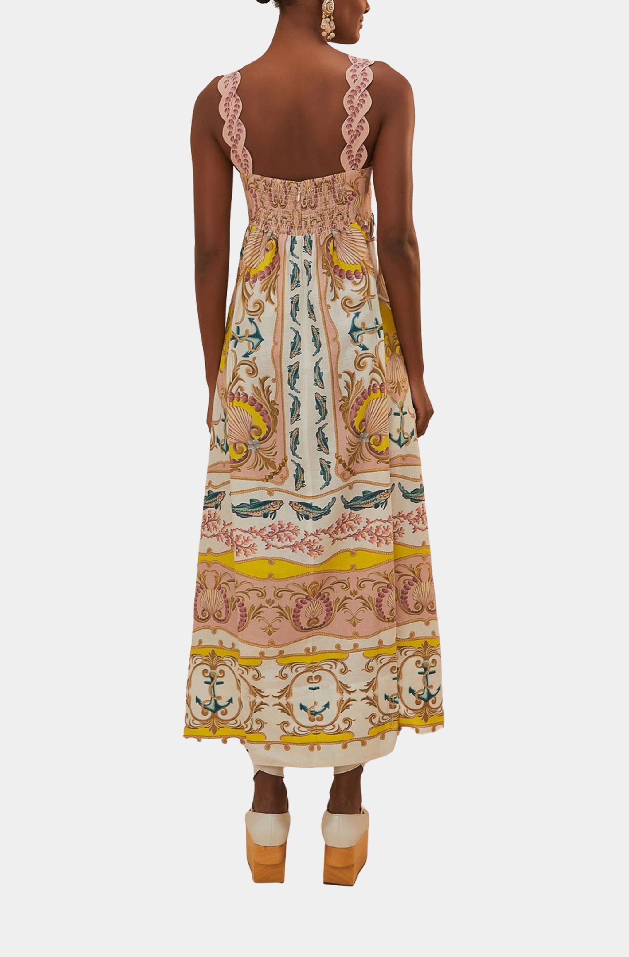 Maritime Magic Off-White Sleeveless Maxi Dress