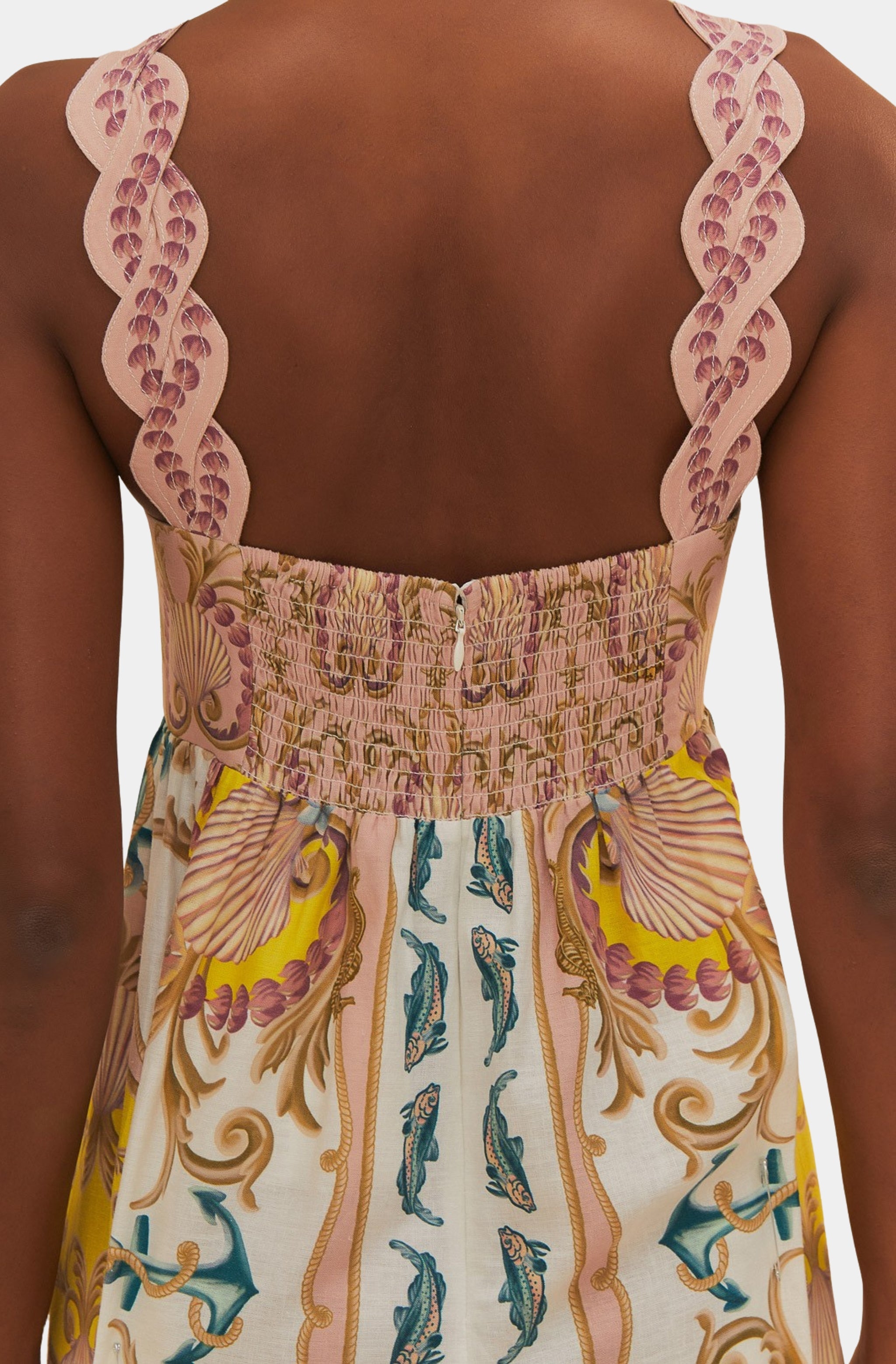 Maritime Magic Off-White Sleeveless Maxi Dress