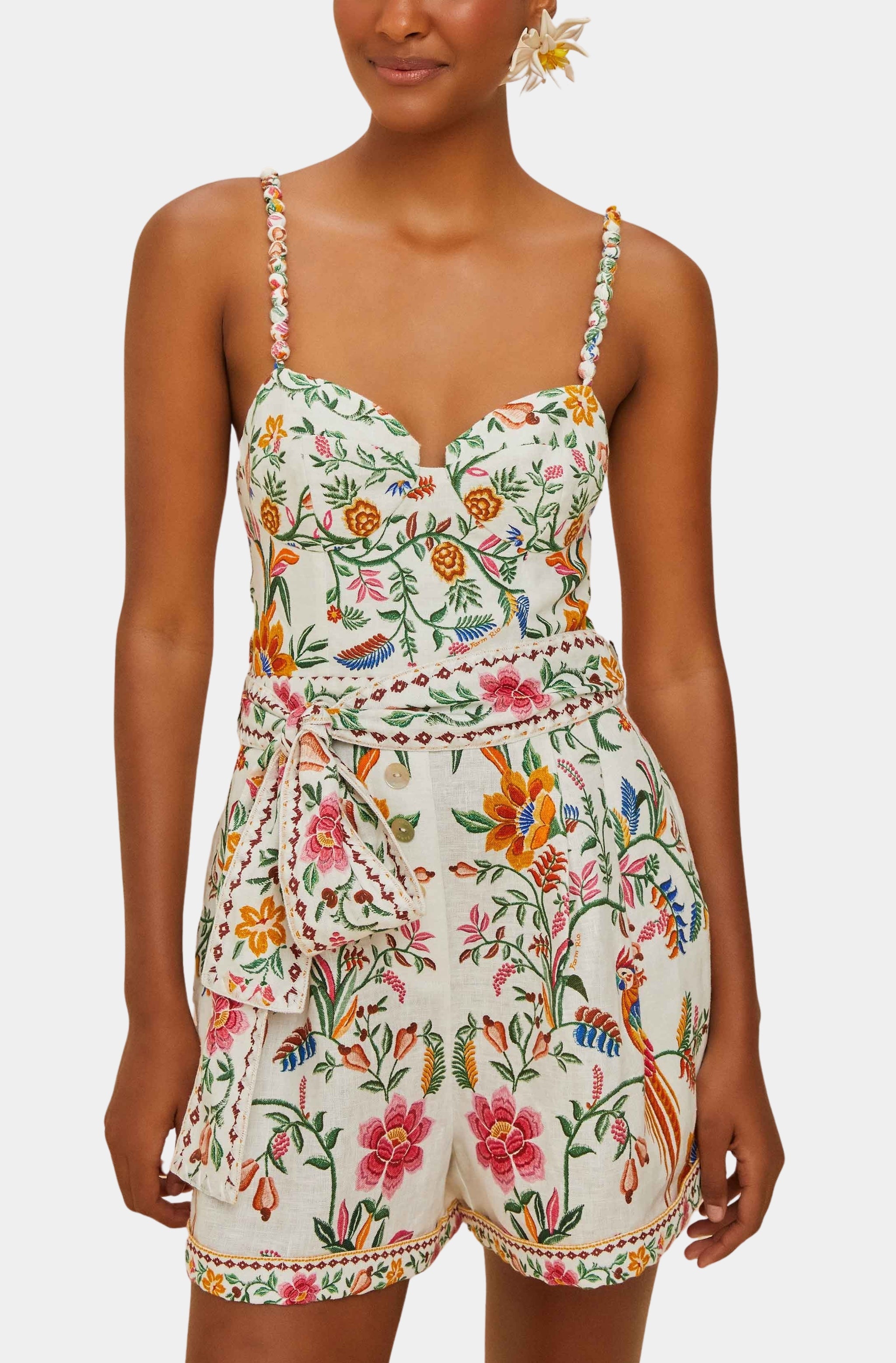 Delicate Forest Off-White Romper