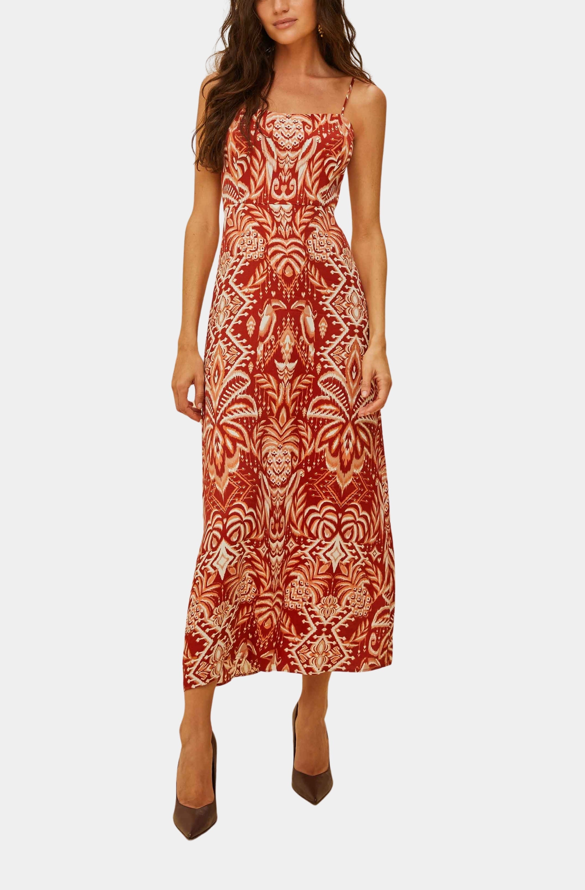 Tropical Tapestry Red Slip Dress Tropical Tapestry Red Slip Dress