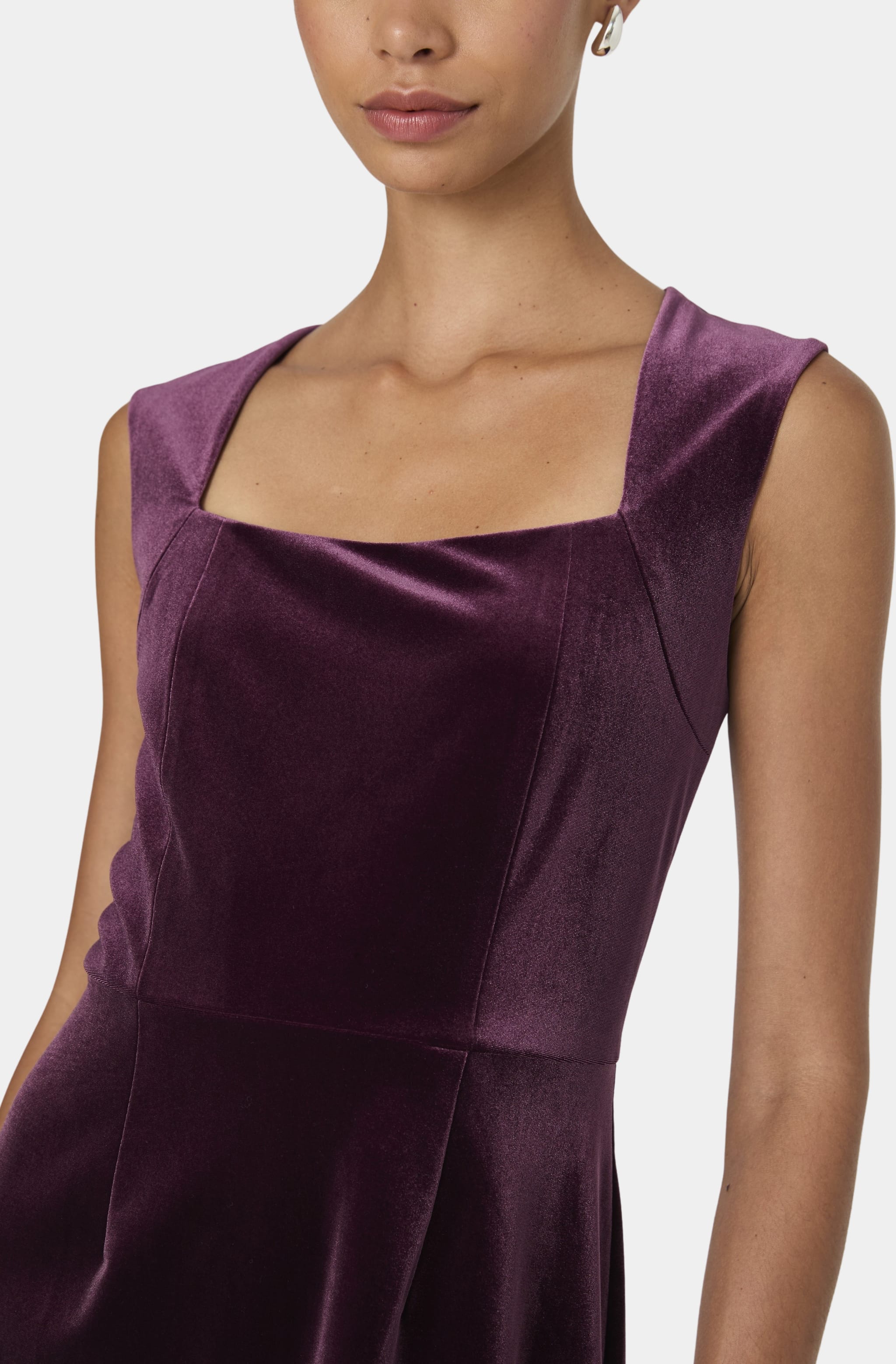 Stretch Velvet Square Neck Dress Hemline Heights Stretch Velvet Square Neck Dress Hemline Heights