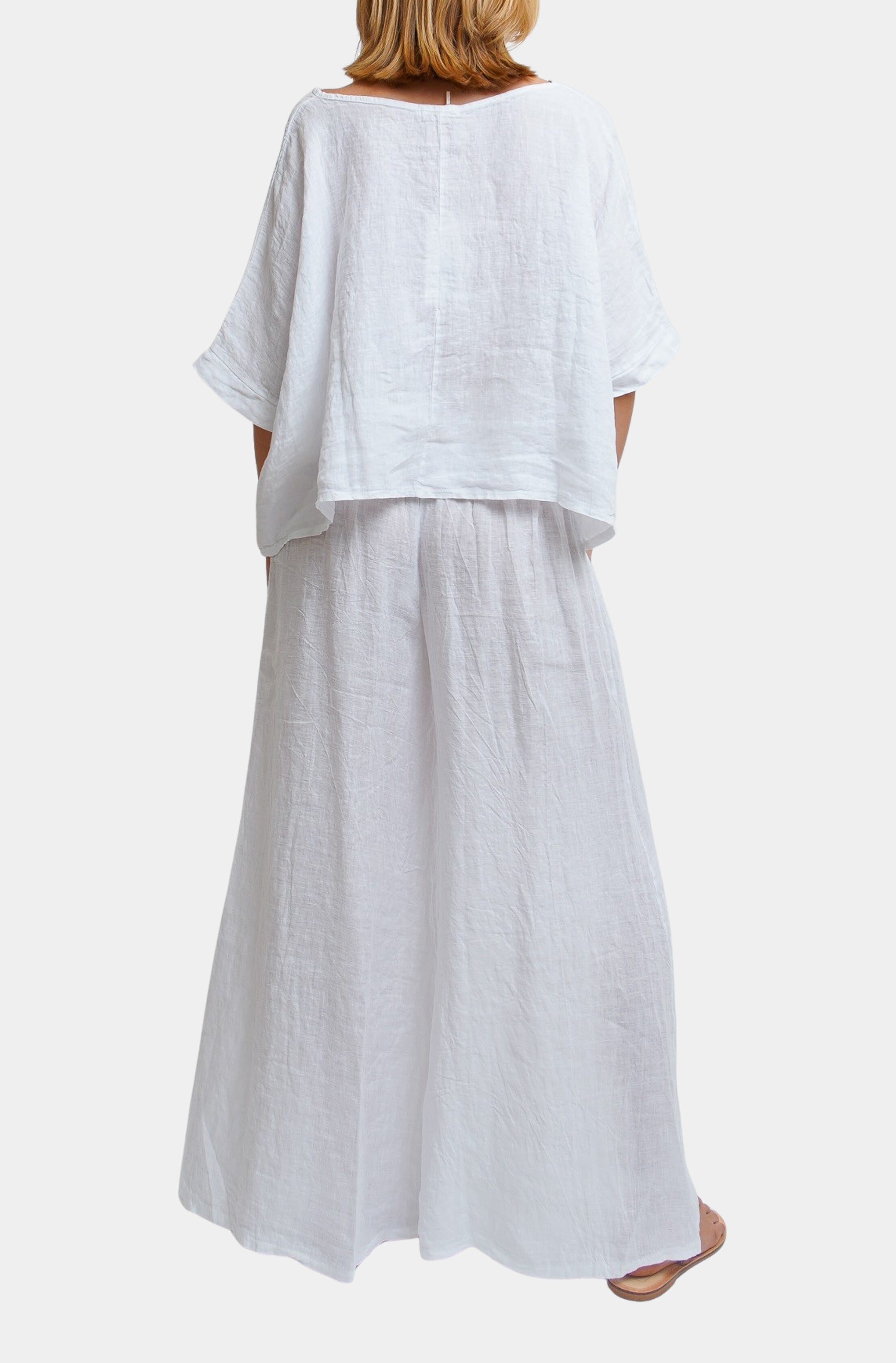 V-Neck Linen Dolman Sleeve Crop Top