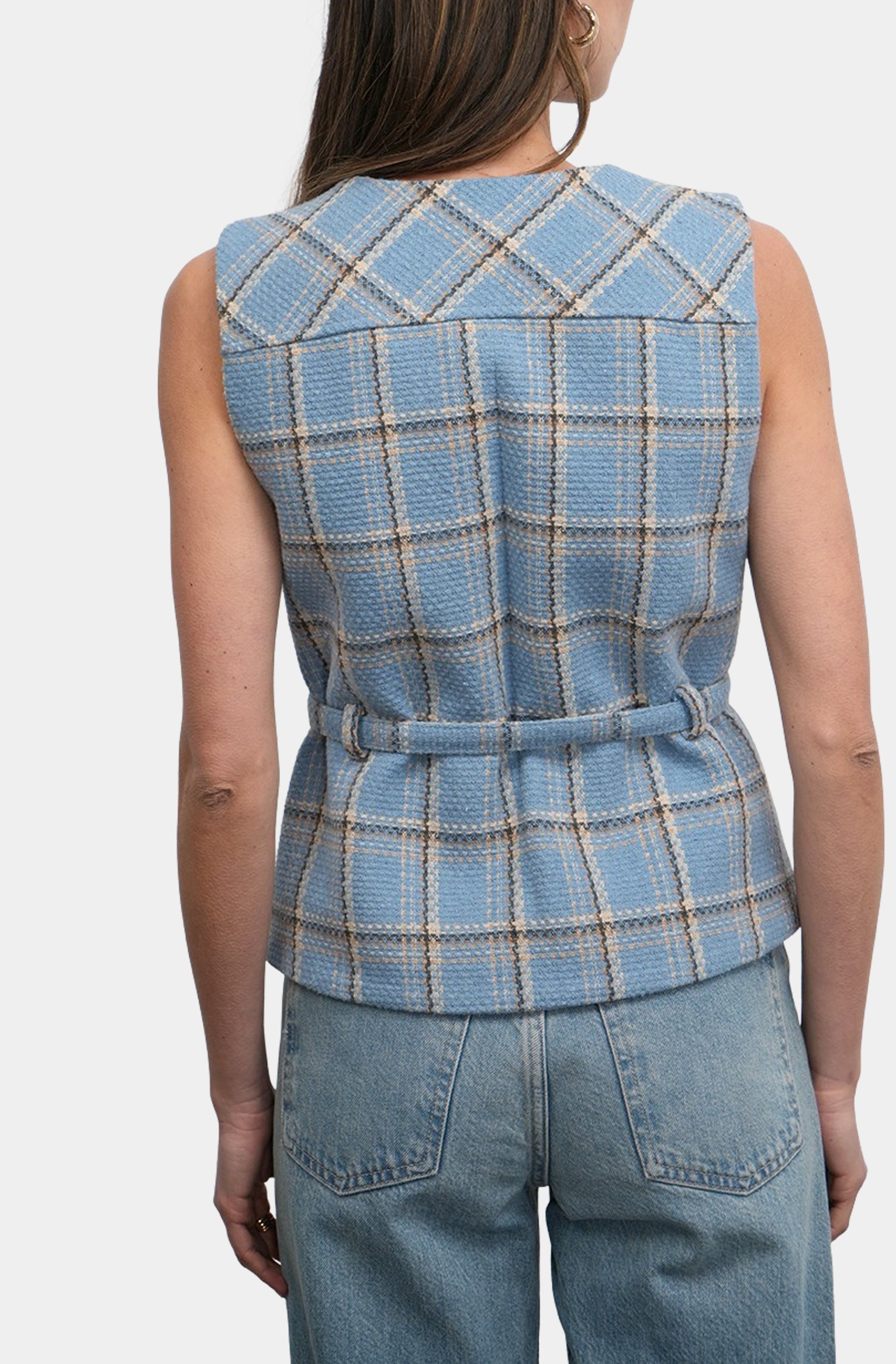 Sloane Belted Plaid Vest