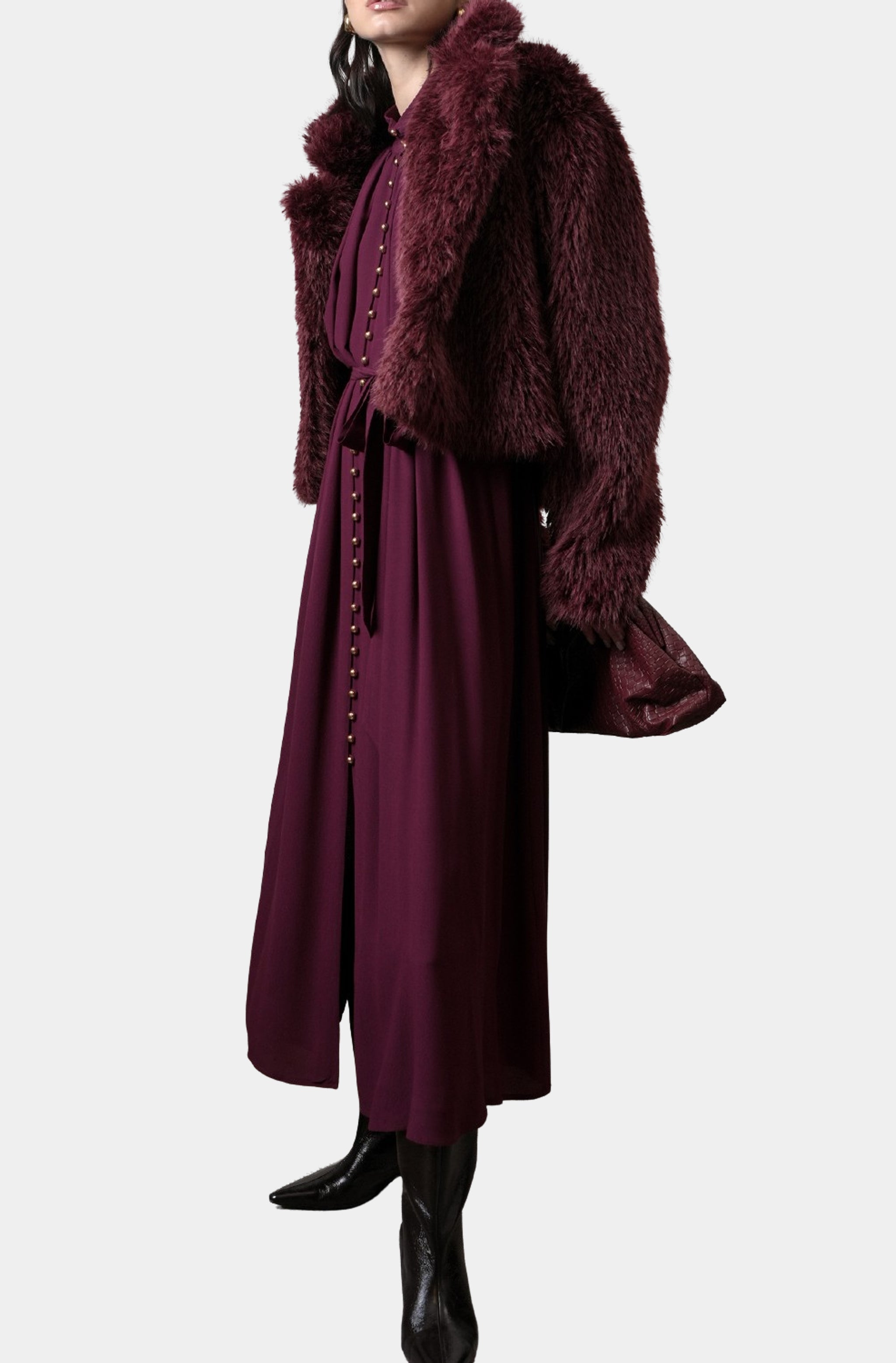 Maddox Shaggy Faux Fur Cropped Coat