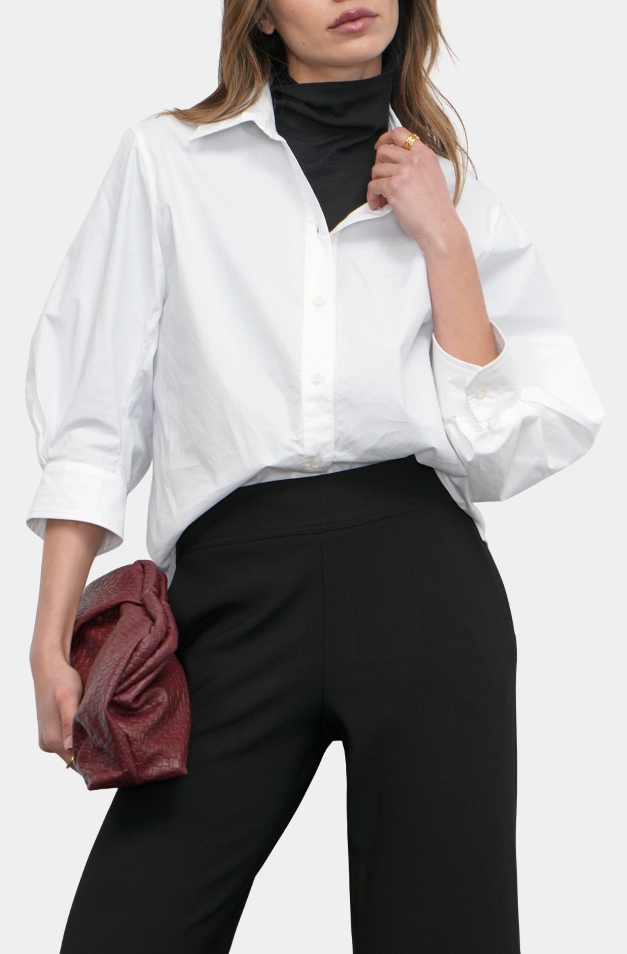 Thea Oversized Lantern Sleeve Button Down Shirt