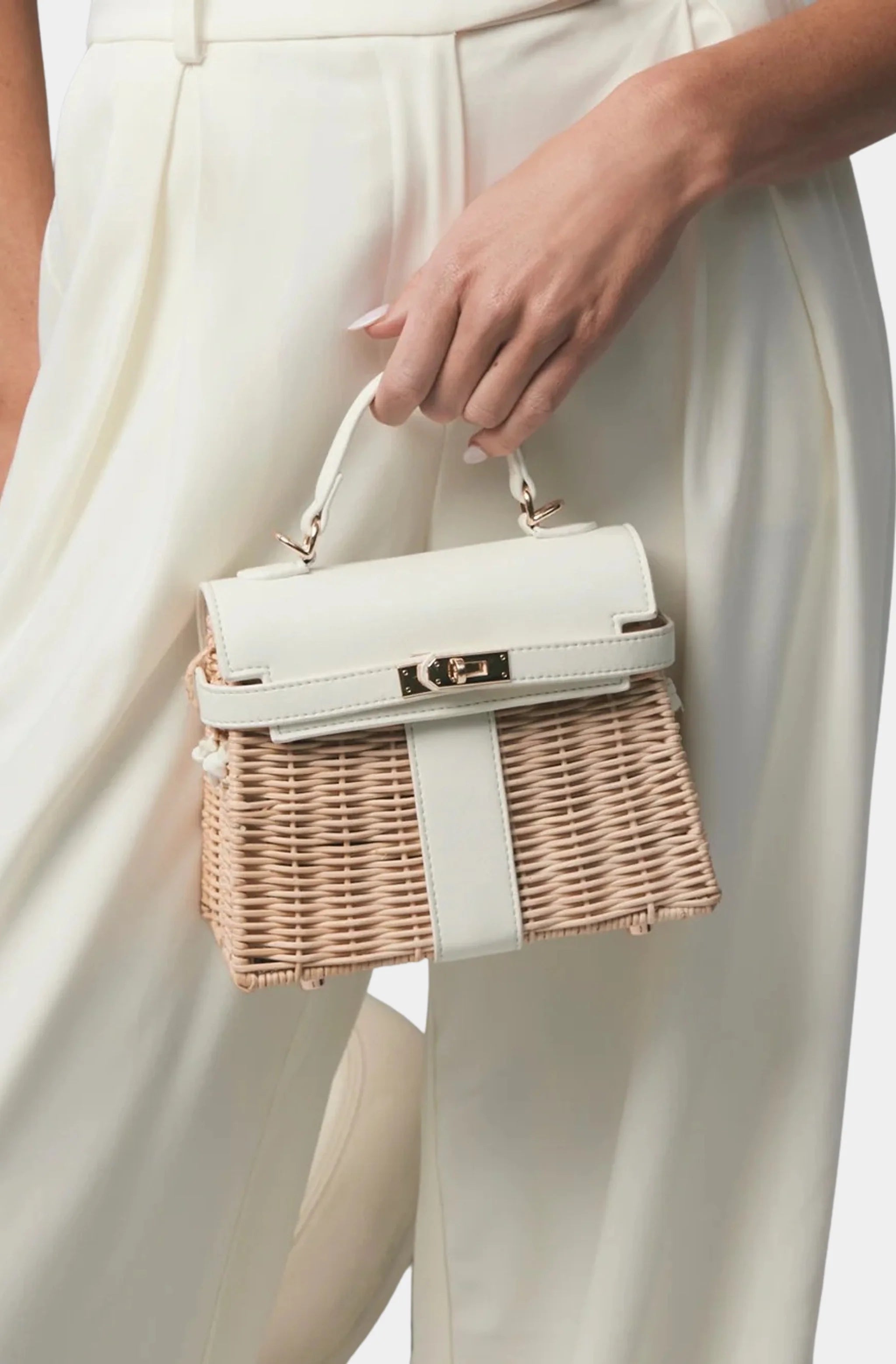 Hariette Rattan Handle Bag
