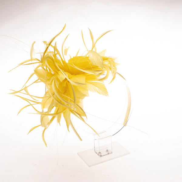 Double Feather Fascinator-Yellow