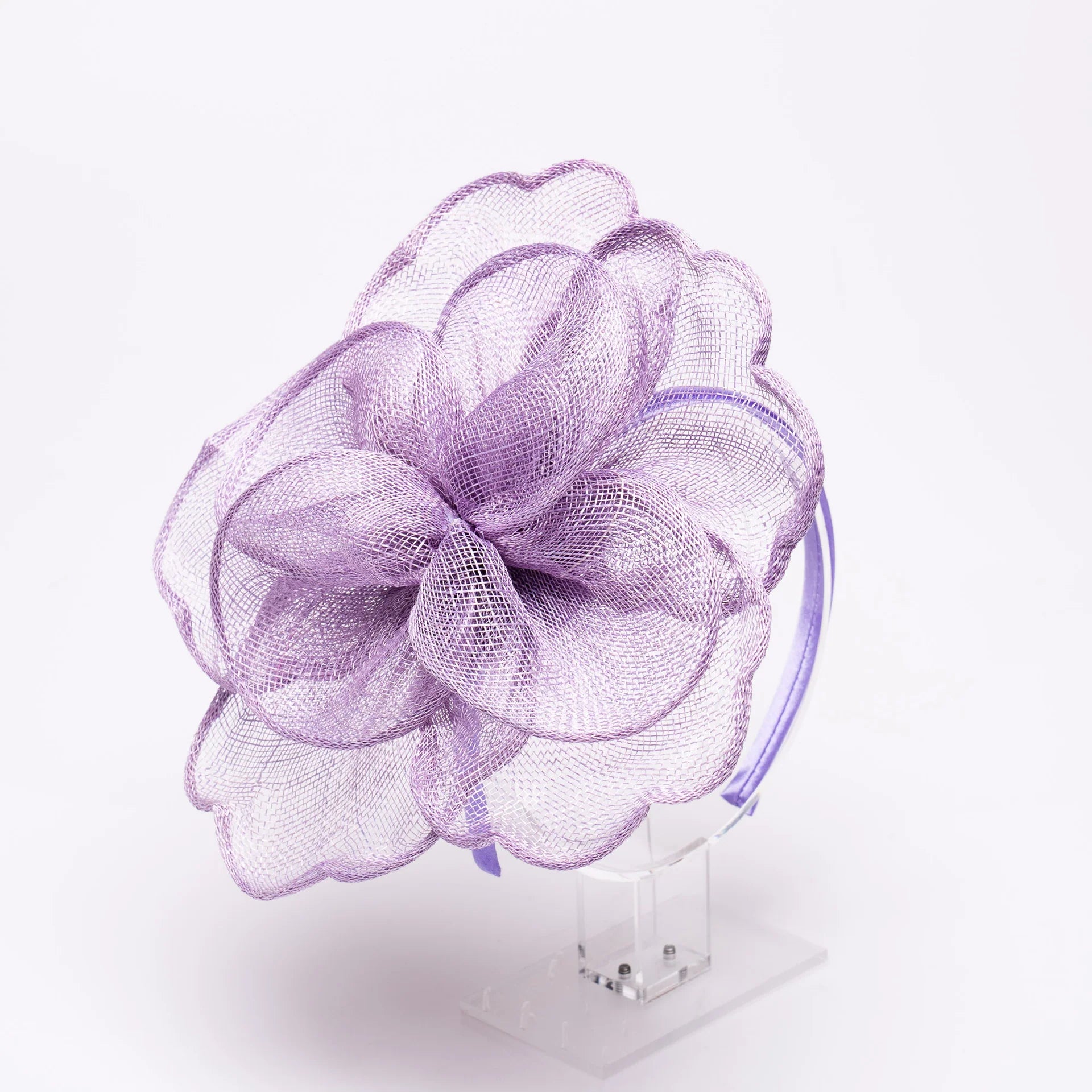 Sinamay Peony Pedal Narrow Headband Fascinator-Lilac