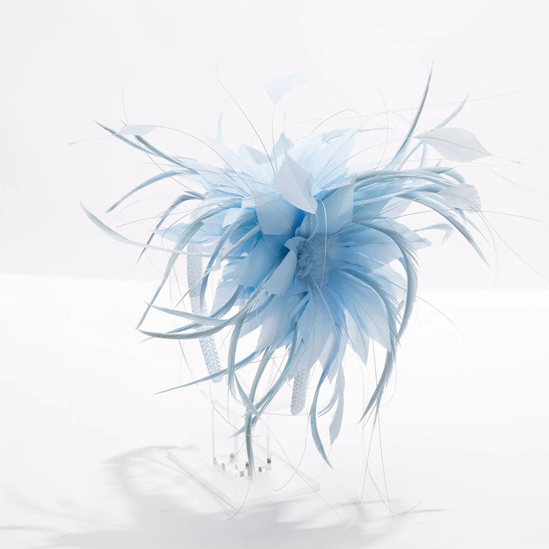 Double Feather Fascinator- Ice Blue