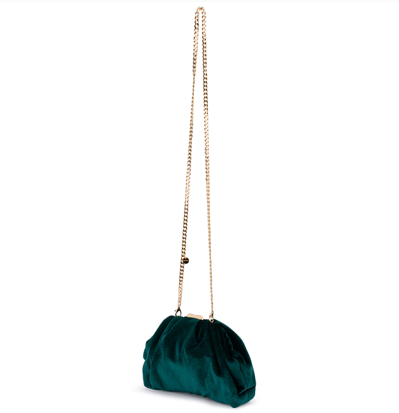 Caitlin Velvet Crystal Handle Bag