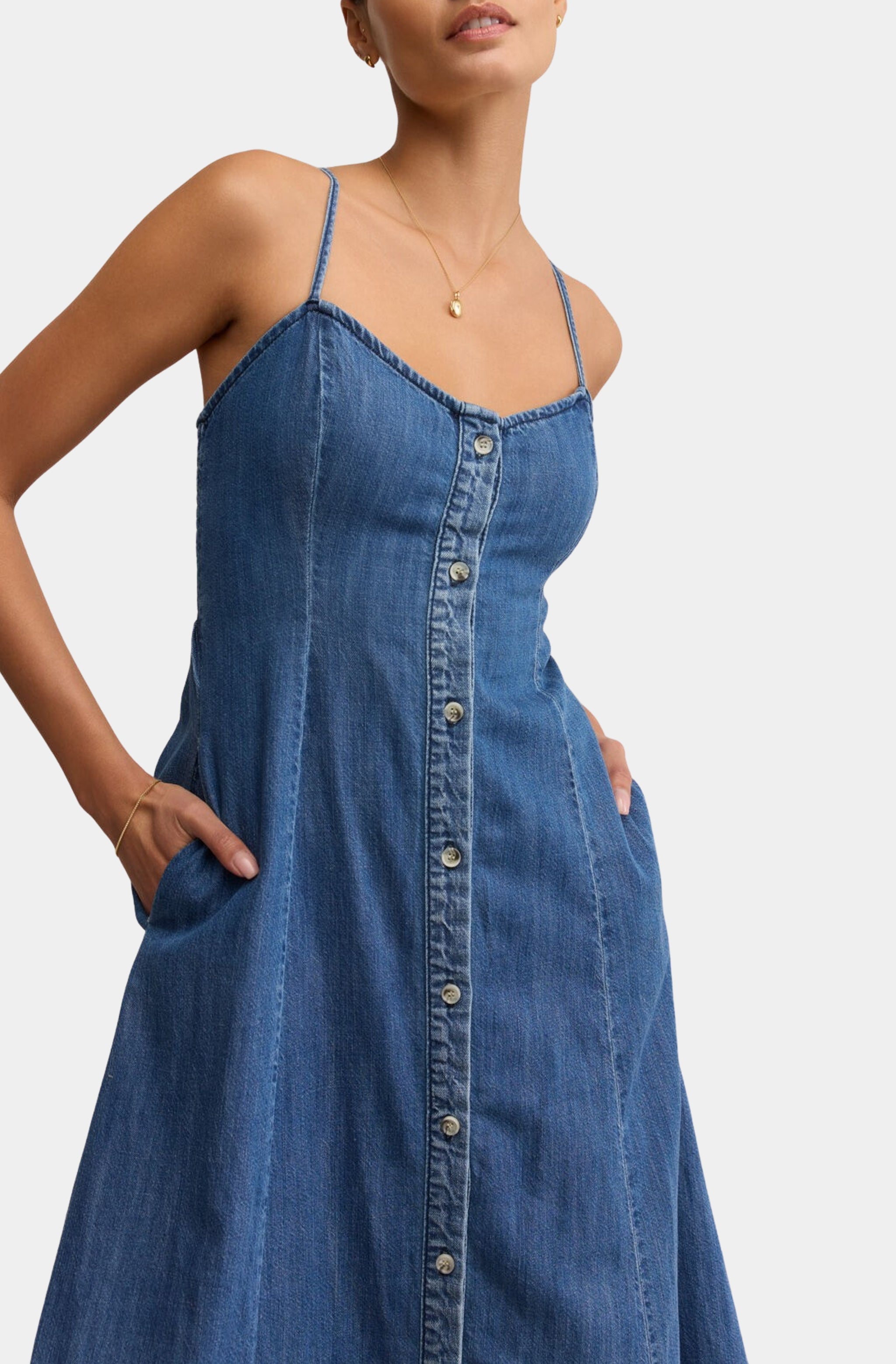 Angel Eyes Denim Midi Dress