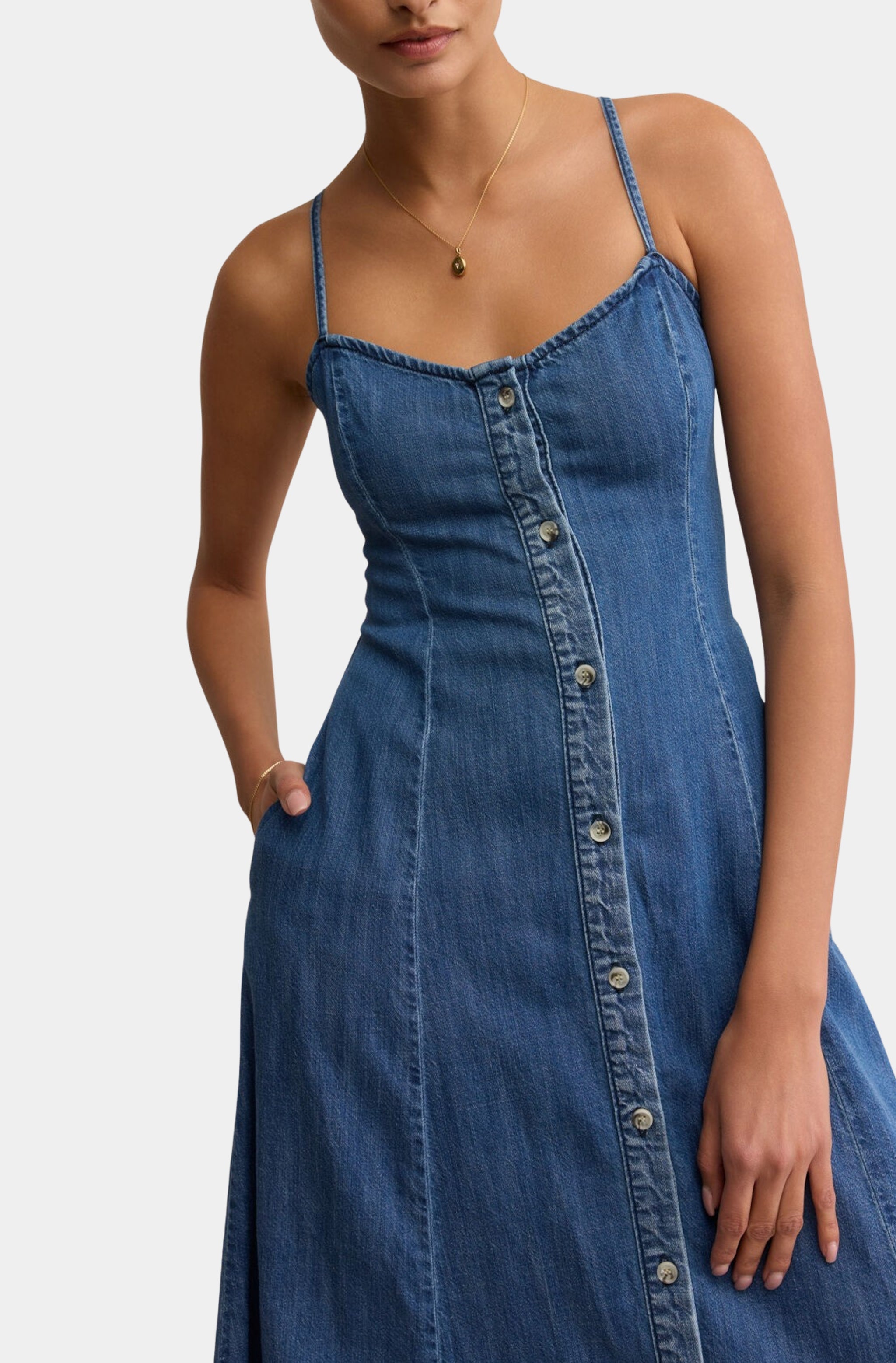 Angel Eyes Denim Midi Dress
