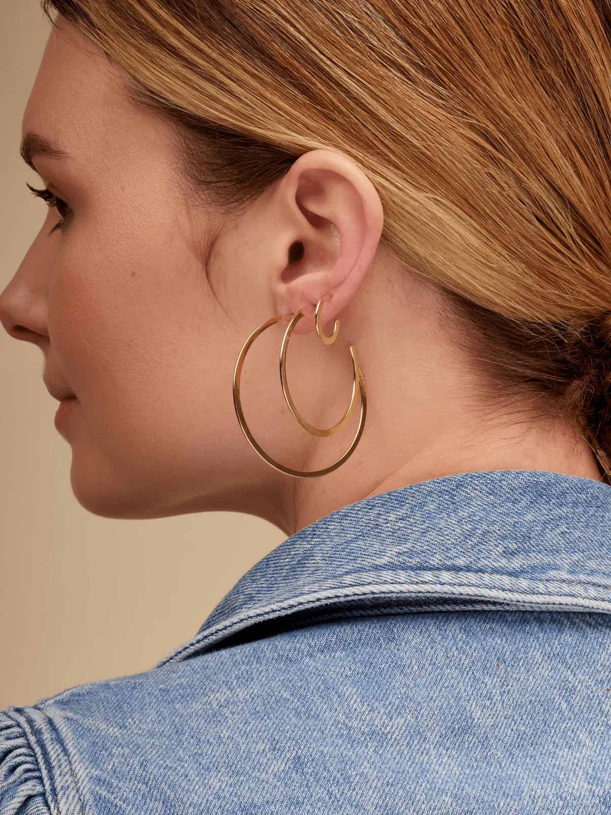 Flat Gold Hoop Earrings