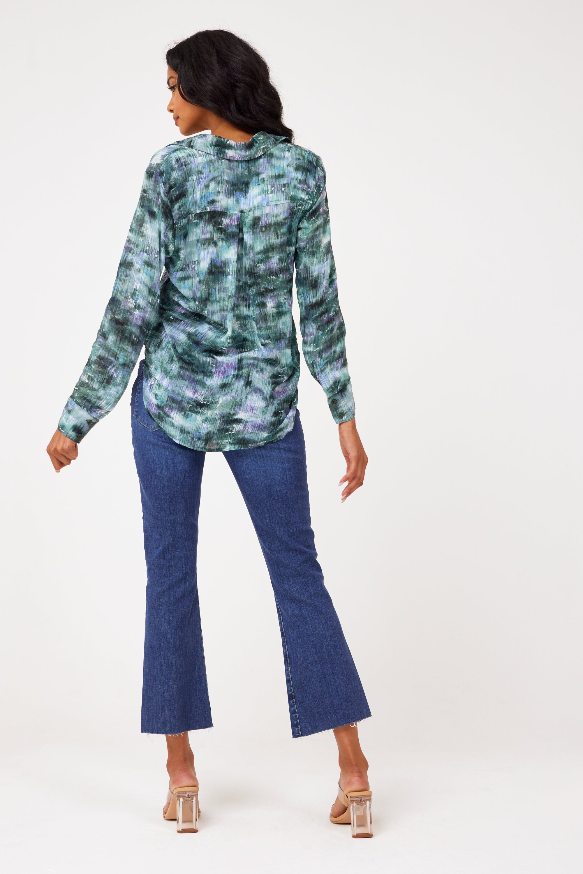 Orchid Garden Camo Flowy Button Down