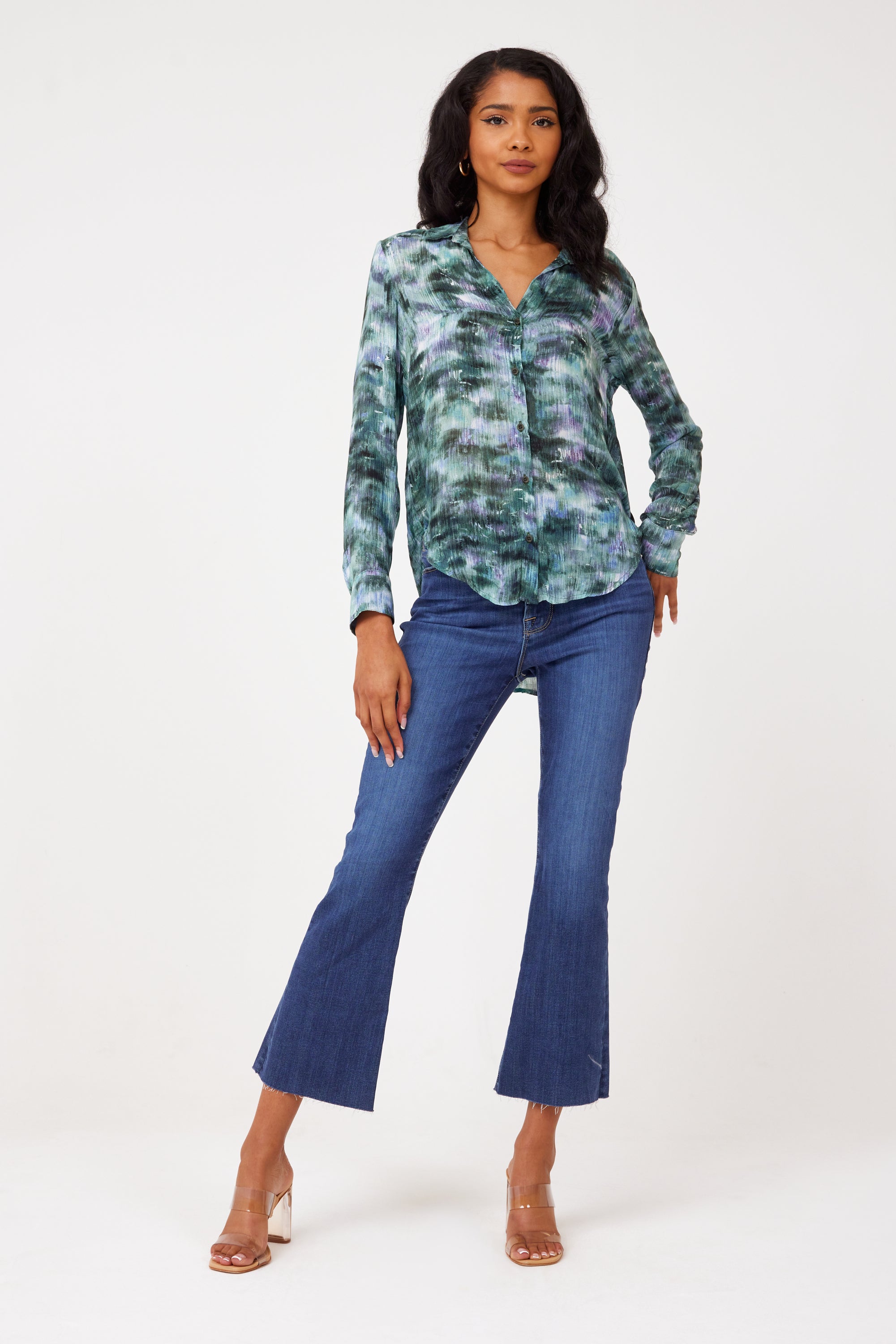 Orchid Garden Camo Flowy Button Down