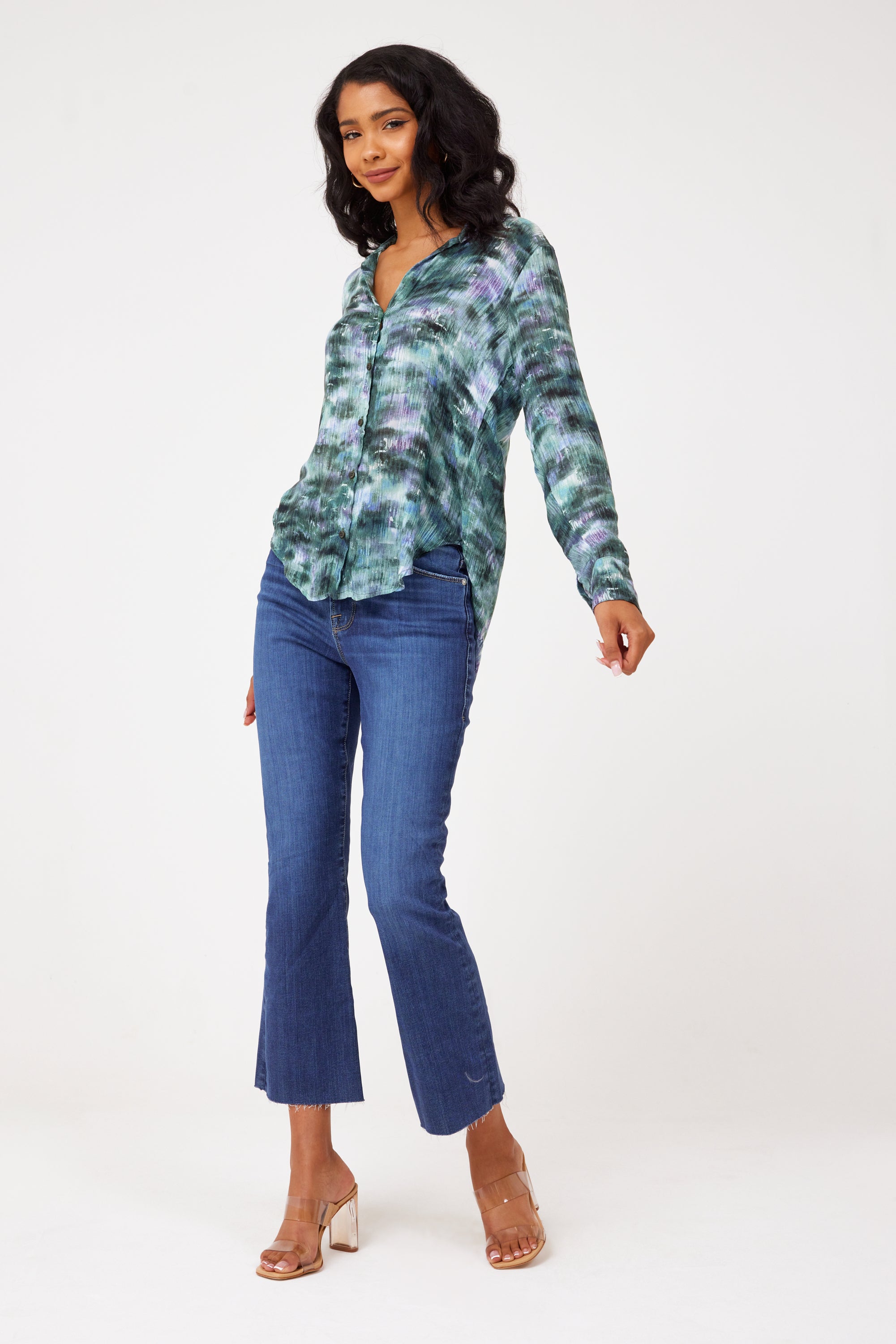 Orchid Garden Camo Flowy Button Down
