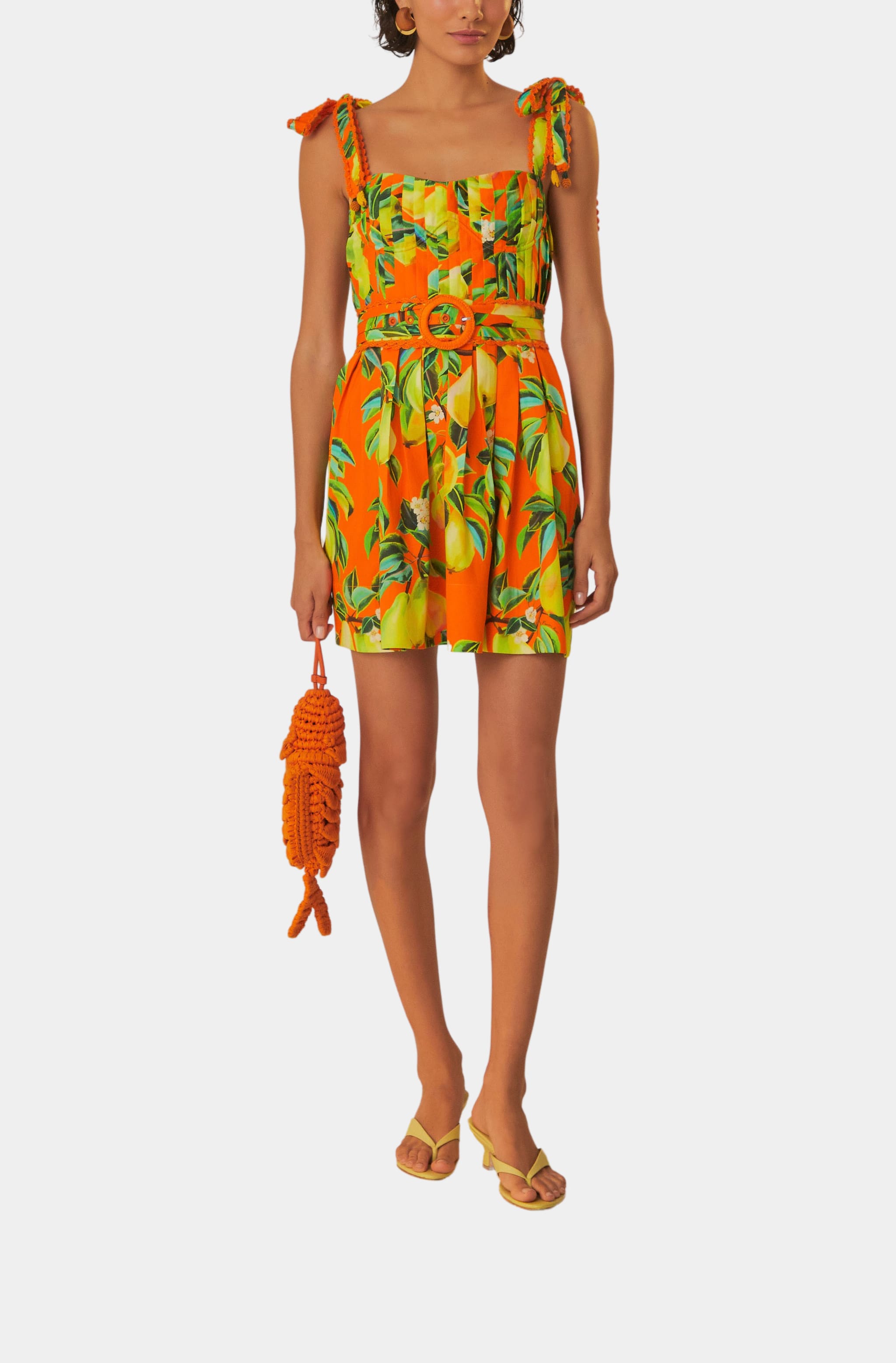 Orange Chic Pears Short Sleeve Mini Dress