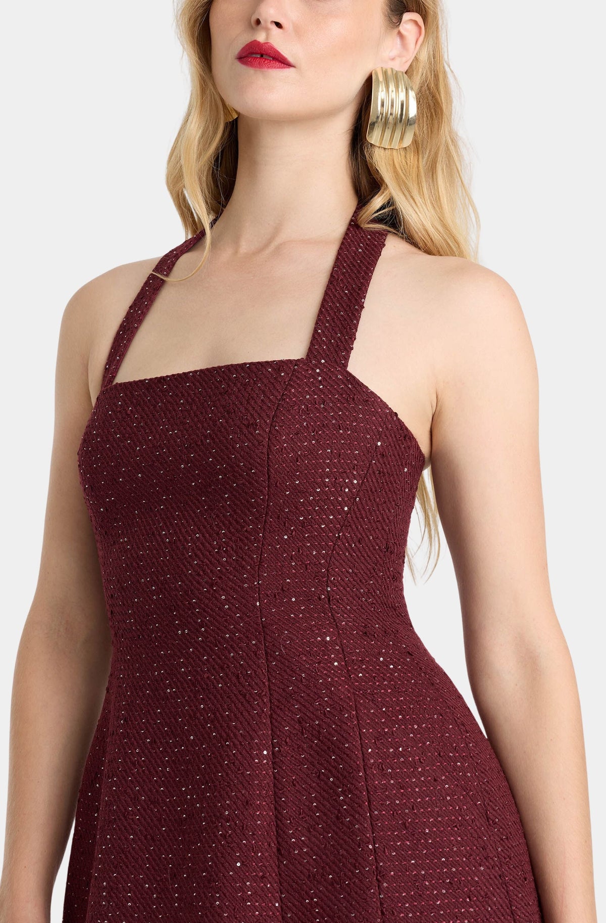 Nevelle Boucle Halter Dress