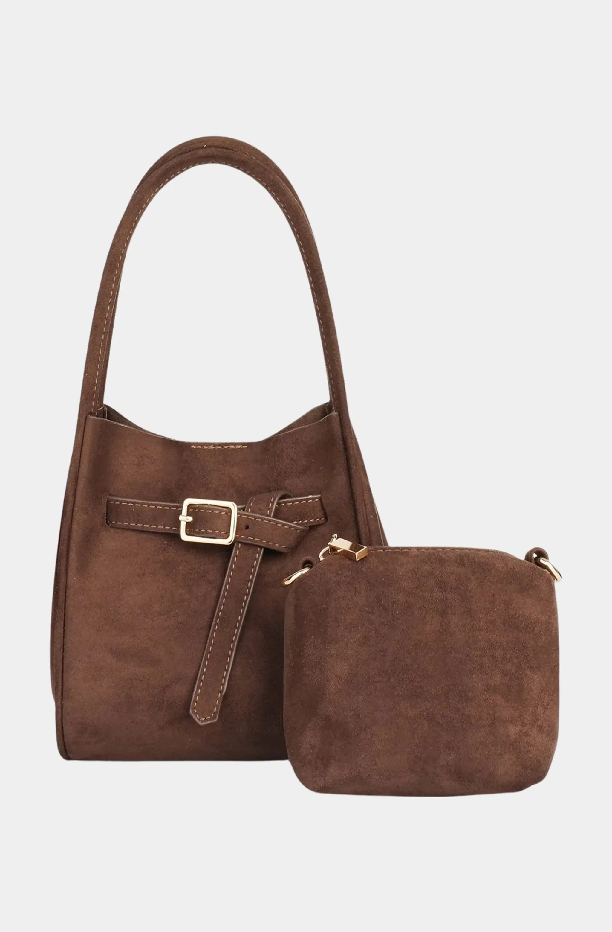 Hollace Mini Tote Faux Suede Buckle Bag