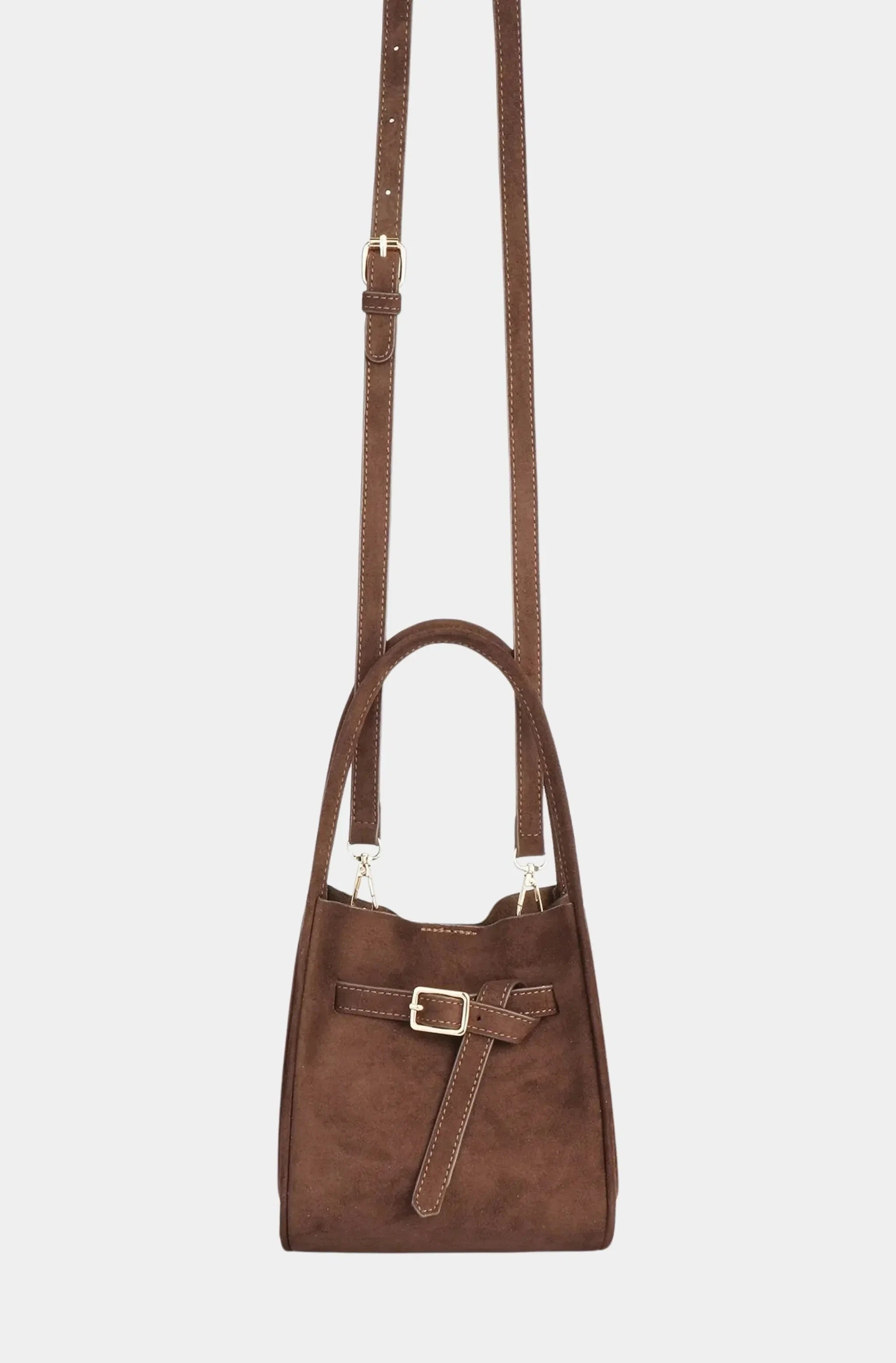 Hollace Mini Tote Faux Suede Buckle Bag