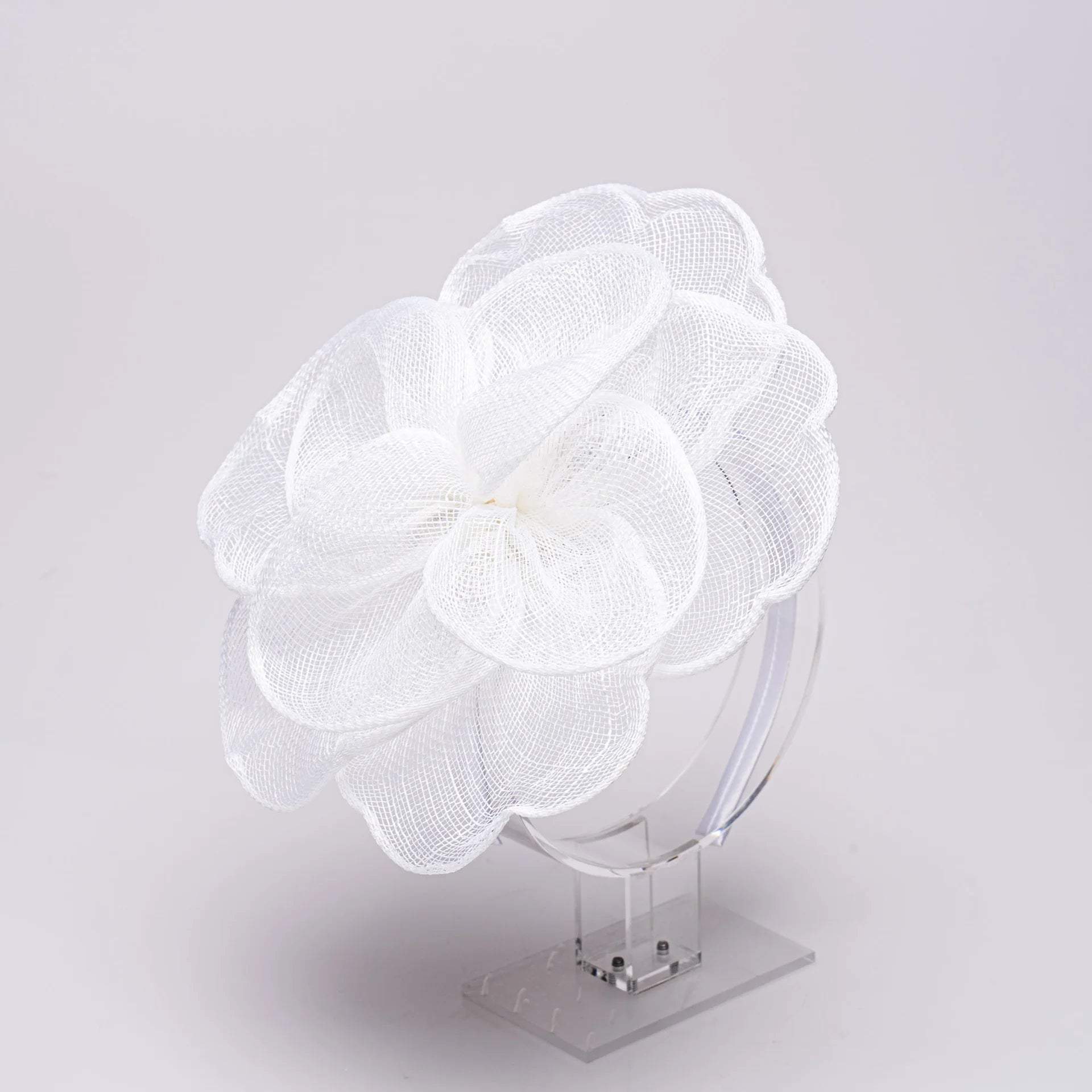 Sinamay Peony Pedal Narrow Headband Fascinator- White