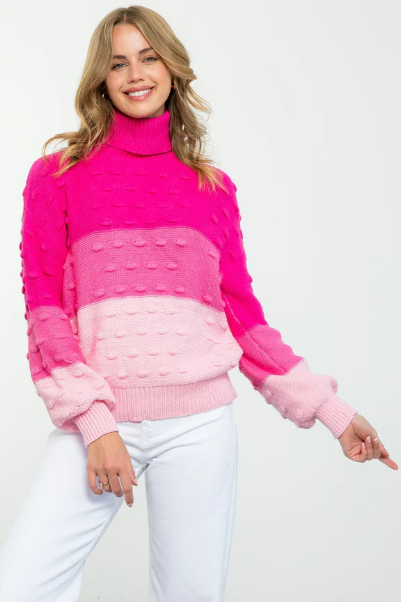 Pink Colorblock Knit Sweater