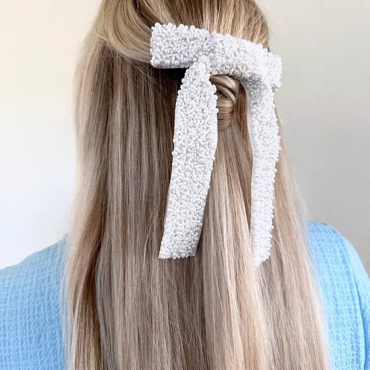 Embellished Hair Bow Barrette Clip